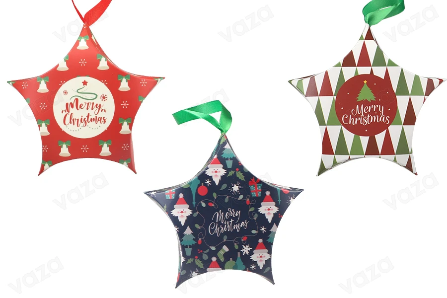Christmas paper gift box 120x40x120 mm with ribbon - 10 pcs Christmas paper gift box 120x40x120 mm with ribbon - 10 pcs-image_product