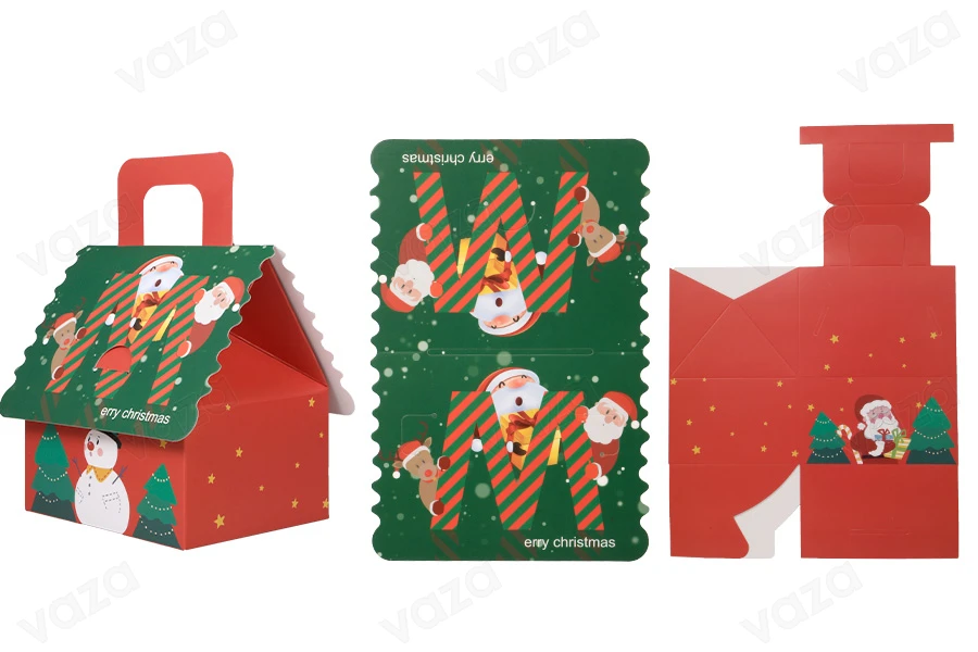 Weihnachtliche Papierbox mit Griff für Geschenke 100x100x100 mm - 25 Stück Weihnachtliche Papierbox mit Griff für Geschenke 100x100x100 mm - 25 Stück-εικόνα_σύνθεση