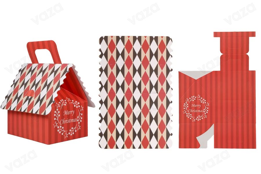 Weihnachtliche Papierbox mit Griff für Geschenke 100x100x100 mm - 25 Stück Weihnachtliche Papierbox mit Griff für Geschenke 100x100x100 mm - 25 Stück-εικόνα_σύνθεση