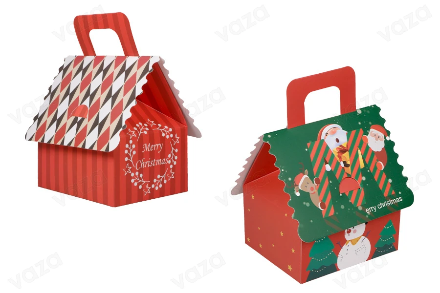 Weihnachtliche Papierbox mit Griff für Geschenke 100x100x100 mm - 25 Stück Weihnachtliche Papierbox mit Griff für Geschenke 100x100x100 mm - 25 Stück-εικόνα_προϊοντική