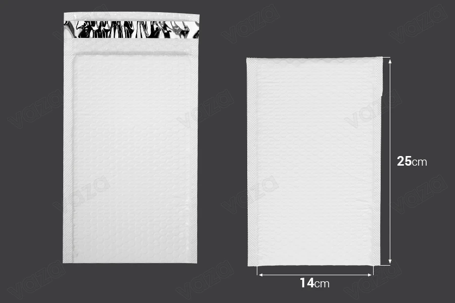 Φάκελοι με αεροπλάστ 14x25 cm σε λευκό ματ χρώμα - 10 τμχ Φάκελοι με αεροπλάστ 14x25 cm σε λευκό ματ χρώμα - 10 τμχ-εικόνα_διαστάσεις