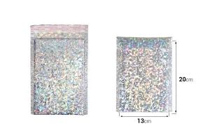 Enveloppes à bulles d'air aux dimensions 13 x 20 cm en couleur argent irisé - 10 pcs-2