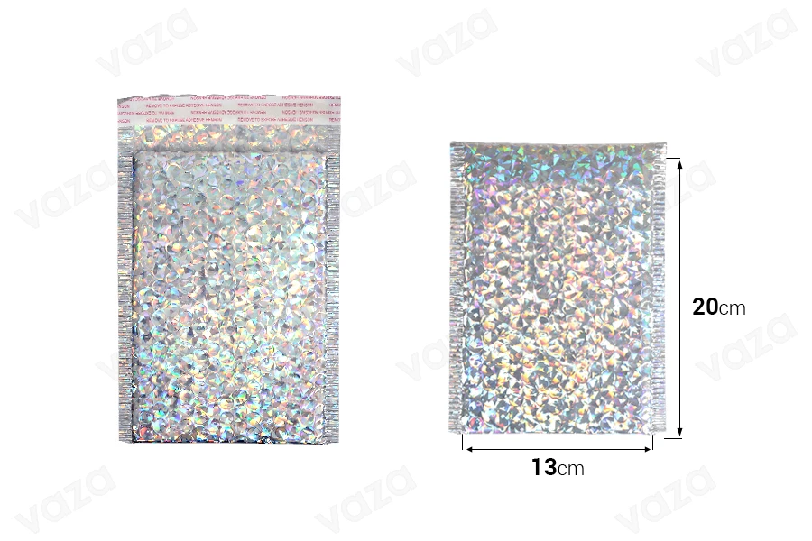 Umschläge mit Airplast 13x20cm in irisierendem Silber - 10 Stück-bildabmessungen