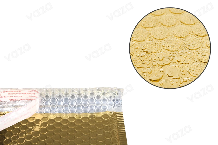Φάκελοι με αεροπλάστ 16x22,5 cm σε χρυσό γυαλιστερό χρώμα - 10 τμχ-εικόνα_σύνθεση