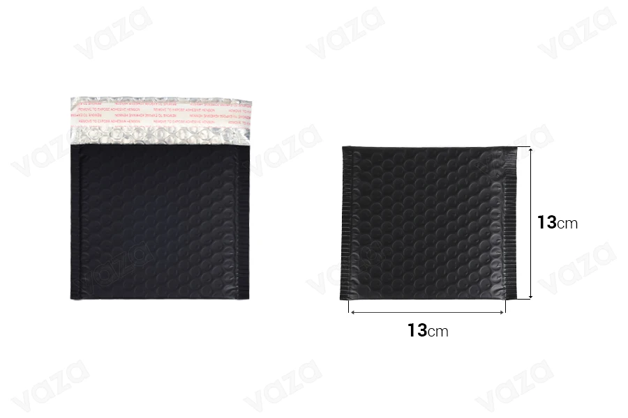 Zarfe me flluska ajri 13x13 cm në ngjyrë të zezë mat - 10 copë-imazh_dimensione