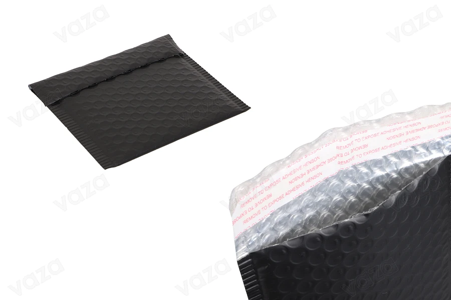 Zarfe me flluska ajri 13x13 cm në ngjyrë të zezë mat - 10 copë-imazh_produkt