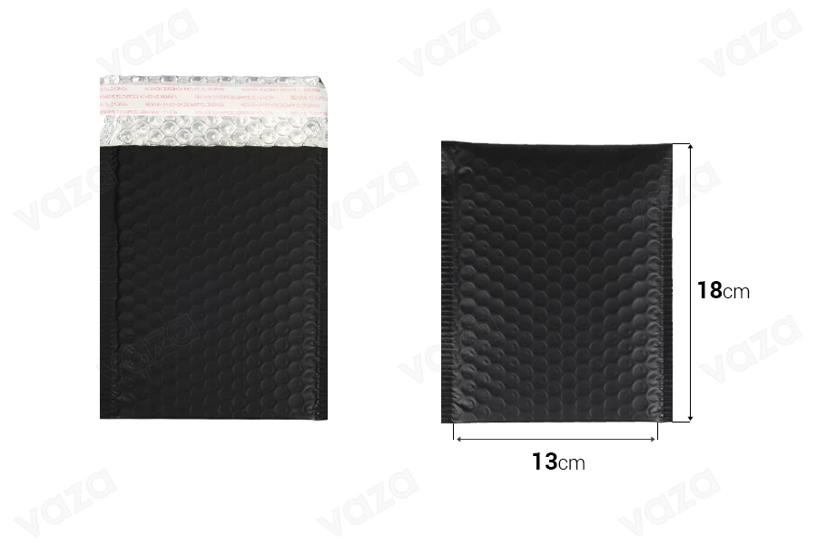 Zarfe me flluska ajri 13x18 cm në ngjyrë të zezë mat - 10 copë-imazh_dimensione