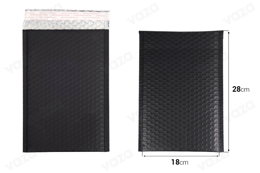 Φάκελοι με αεροπλάστ 18x28 cm σε μαύρο ματ χρώμα - 10 τμχ-εικόνα_διαστάσεις