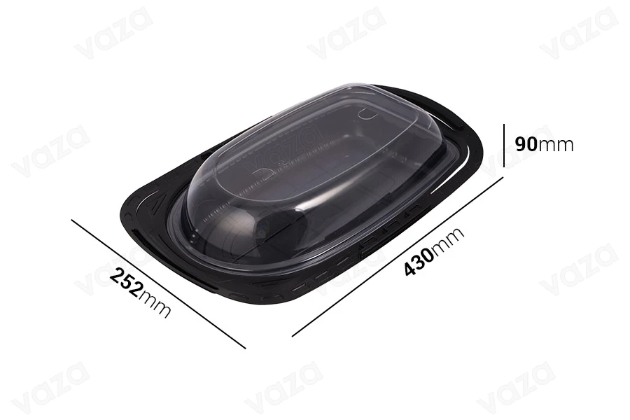 Συσκευασία (σκεύος) πλαστική 430x252x90 mm με χερούλι και καπάκι - 12 τμχ-εικόνα_διαστάσεις