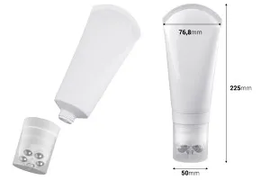 Σωληνάριο πλαστικό λευκό 200 ml με μεταλλικές μπίλιες roll on και διάφανο καπάκι-2
