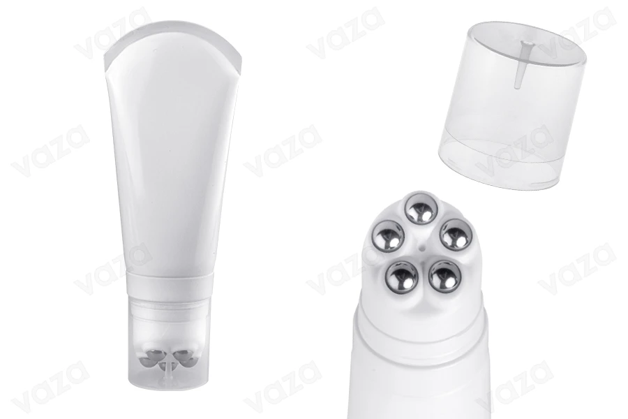 Σωληνάριο πλαστικό λευκό 200 ml με μεταλλικές μπίλιες roll on και διάφανο καπάκι Σωληνάριο πλαστικό λευκό 200 ml με μεταλλικές μπίλιες roll on και διάφανο καπάκι-εικόνα_προϊοντική