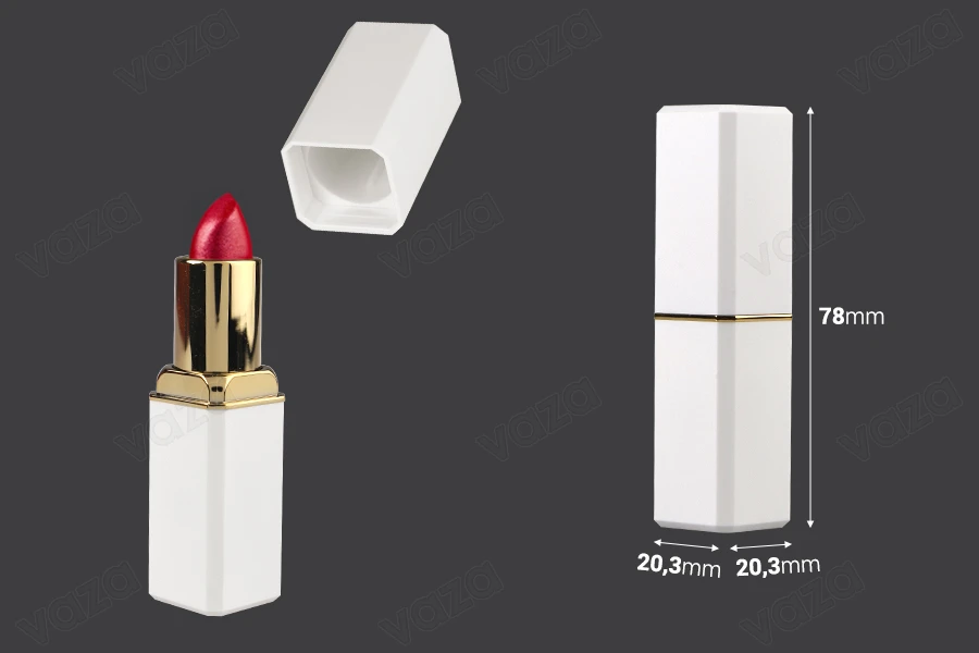 Θήκη για κραγιόν - lip stick 3,5 γρ σε λευκό ματ χρώμα - 5 τμχ-εικόνα_διαστάσεις