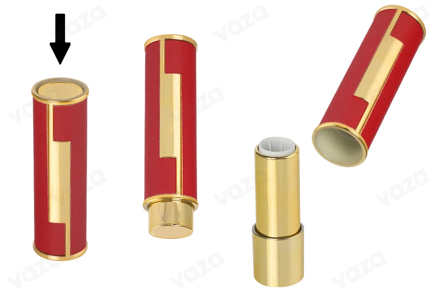 Θήκη για κραγιόν - lip stick 3,5 γρ σε κόκκινο χρώμα με δερμάτινη υφή - 5 τμχ Θήκη για κραγιόν - lip stick 3,5 γρ σε κόκκινο χρώμα με δερμάτινη υφή - 5 τμχ-εικόνα_προϊοντική