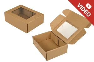 Scatola da imballaggio in carta kraft con finestra 220x160x70 mm - 20 pz