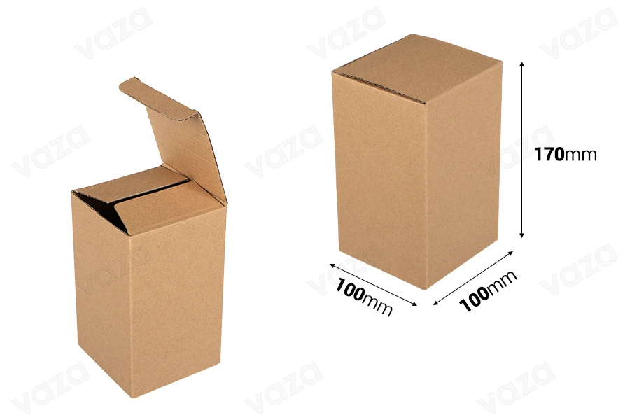 Scatola da confezione da 100x100x170 mm di carta kraft - 20 pz-dimensioni_immagine