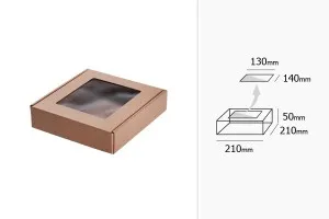 Boîte d'emballage en papier kraft avec fenêtre 210 x 210 x 50 mm - Lot de 20 pièces-3