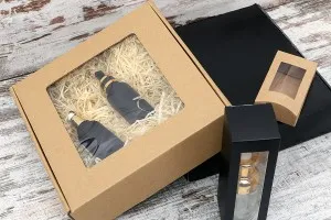 Boîte d'emballage en papier kraft avec fenêtre 300 x 300 x 70 mm - Lot de 20 pièces-2