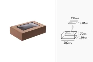 Boîte d'emballage en papier kraft avec fenêtre 280 x 180 x 70 mm - Lot de 20 pièces-3