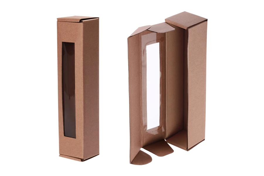 Schachtel aus Kraftpapier mit Sichtfenster 55x55x250mm - 20 Stücke Schachtel aus Kraftpapier mit Sichtfenster 55x55x250mm - 20 Stücke