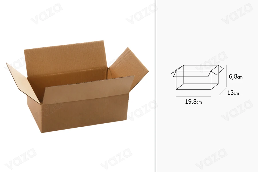Kuti kartoni 19,8x13x6.8 kafe me 3 shtresa - 20 copë Kuti kartoni 19,8x13x6.8 kafe me 3 shtresa - 20 copë-imazh_dimensione
