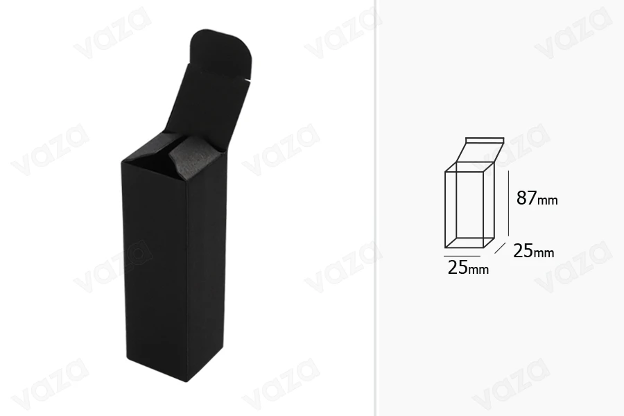 Κουτάκι χάρτινο μαύρο 25x25x87 - 50 τμχ Κουτάκι χάρτινο μαύρο 25x25x87 - 50 τμχ-εικόνα_διαστάσεις