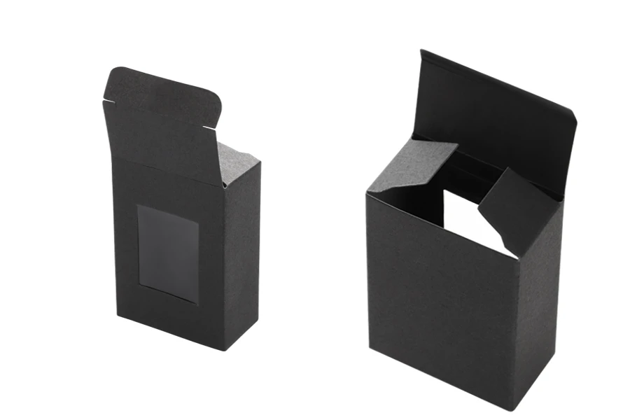 Κουτάκι χάρτινο 55x30x80 mm μαύρο με παράθυρο - 50 τμχ Κουτάκι χάρτινο 55x30x80 mm μαύρο με παράθυρο - 50 τμχ