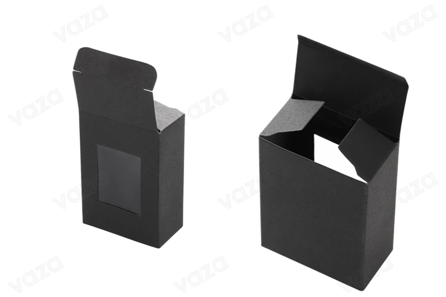 Κουτάκι χάρτινο 55x30x80 mm μαύρο με παράθυρο  - 50 τμχ-εικόνα_σύνθεση