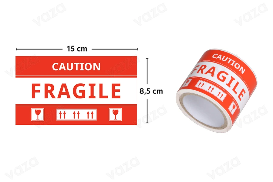 Shirit ngjitës Fragile  (e brishtë) 15x8,5 cm - pakο  prej 100 copë     -