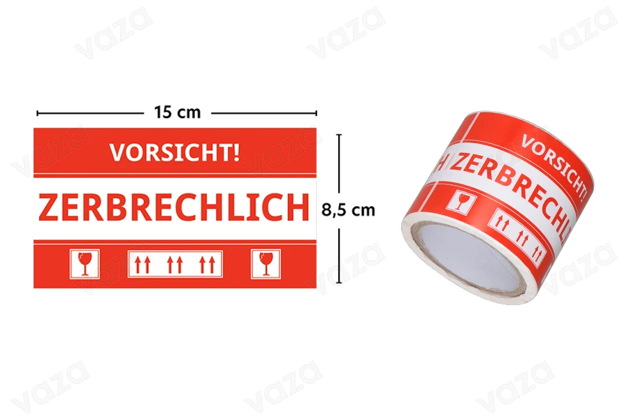 Zerbrechliche Aufkleber 15x8,5cm - Packung mit 100 Stück Zerbrechliche Aufkleber 15x8,5cm - Packung mit 100 Stück-