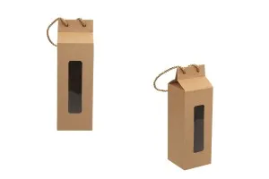 Boîte - petit sac kraft avec fenêtre et cordon 80 x 80 x 250 - 20 pcs-1
