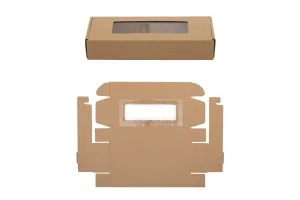 Boîte d'emballage 280 x 100 x 50 mm boîte en papier kraft avec fenêtre - 20 pcs-3