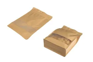 Kraftbeutel vom Typ Doy Pack, mit Reißverschluss, Sichtfenster, transparentem Innen- und Außenfutter und Möglichkeit zum Heißsiegeln 140 x 60 x 240mm - 50 Stk-4