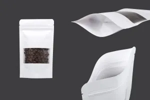Standbodenbeutel Kraftpapier, Doy-Pack, mit Sichtfenster, Druckverschluss verschließbar 120x40x200mm - 100 Stücke