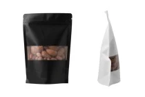 Standbodenbeutel Kraftpapier, Doy-Pack, mit Sichtfenster, Druckverschluss verschließbar 140x40x200mm - 100 Stücke Standbodenbeutel Kraftpapier, Doy-Pack, mit Sichtfenster, Druckverschluss verschließbar 140x40x200mm - 100 Stücke