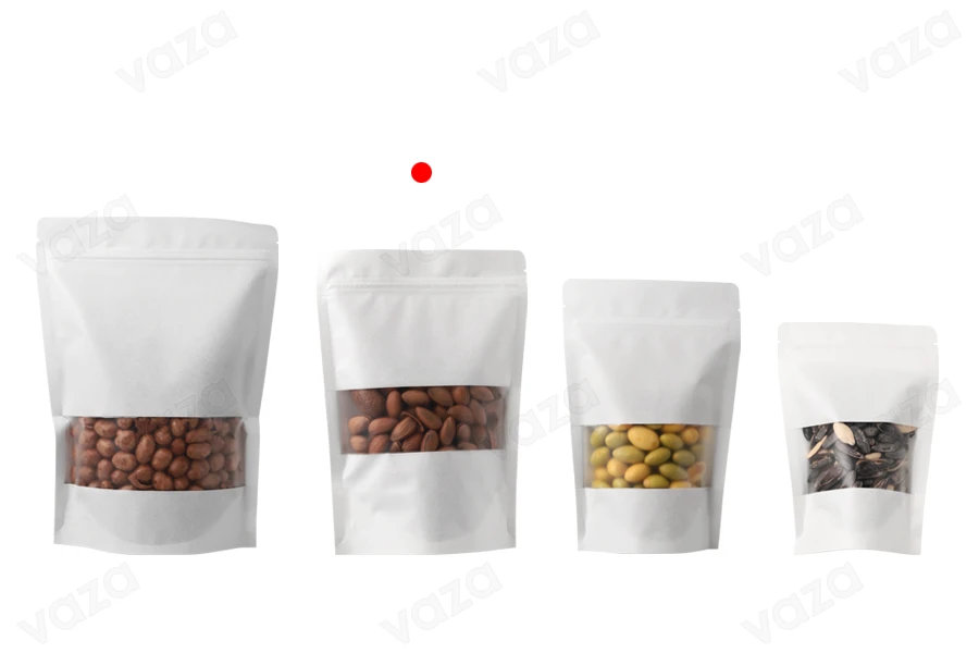 Σακουλάκια κραφτ τύπου Doy Pack, με κλείσιμο "zip", παράθυρο και δυνατότητα σφράγισης με θερμοκόλληση 140x40x200 mm - 100 τμχ Σακουλάκια κραφτ τύπου Doy Pack, με κλείσιμο "zip", παράθυρο και δυνατότητα σφράγισης με θερμοκόλληση 140x40x200 mm - 100 τμχ-εικόνα_σύνθεση