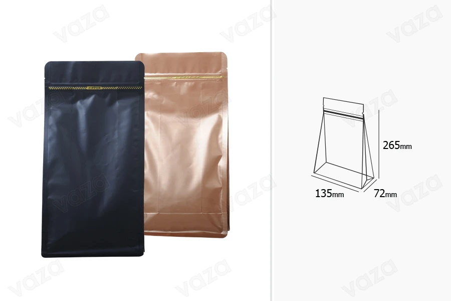 Σακουλάκια αλουμινίου τύπου Doy Pack με κλείσιμο "zip" και δυνατότητα σφράγισης με θερμοκόλληση 135x72x265 mm - 50 τμχ Σακουλάκια αλουμινίου τύπου Doy Pack με κλείσιμο "zip" και δυνατότητα σφράγισης με θερμοκόλληση 135x72x265 mm - 50 τμχ-εικόνα_διαστάσεις
