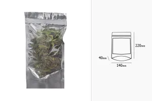 Σακουλάκια αλουμινίου τύπου Doy Pack, διάφανα με κλείσιμο "zip" και δυνατότητα σφράγισης με θερμοκόλληση 140x40x220 - 100 τμχ-5