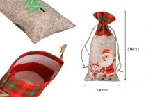 Πουγκί 150x310 mm μπεζ με χριστουγεννιάτικες φιγούρες διπλής όψεως και κορδόνι από λινάτσα - 12 τμχ Πουγκί 150x310 mm μπεζ με χριστουγεννιάτικες φιγούρες διπλής όψεως και κορδόνι από λινάτσα - 12 τμχ