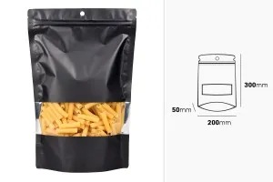 Σακουλάκια αλουμινίου τύπου Doy Pack 200x50x300 mm με κλείσιμο "zip", παράθυρο και δυνατότητα σφράγισης με θερμοκόλληση - 100 τμχ-2