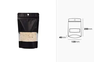 Doy Pack-Aluminiumbeutel 120x40x200 mm mit Reißverschluss, Fenster und Möglichkeit zum Versiegeln mit Heißsiegeln - 100 Stück-2