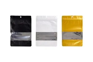 Σακουλάκια αλουμινίου τύπου Doy Pack 140x40x200 mm με κλείσιμο "zip", παράθυρο και δυνατότητα σφράγισης με θερμοκόλληση - 100 τμχ-3