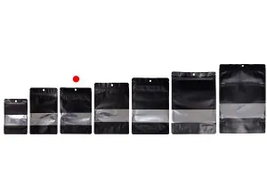 Σακουλάκια αλουμινίου τύπου Doy Pack 140x40x200 mm με κλείσιμο "zip", παράθυρο και δυνατότητα σφράγισης με θερμοκόλληση - 100 τμχ-5