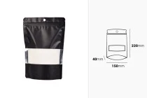 Σακουλάκια αλουμινίου τύπου Doy Pack 150x40x220 mm με κλείσιμο "zip", παράθυρο και δυνατότητα σφράγισης με θερμοκόλληση - 100 τμχ