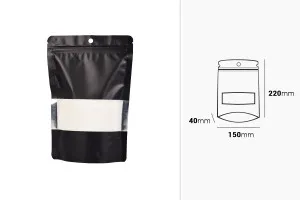Σακουλάκια αλουμινίου τύπου Doy Pack 150x40x220 mm με κλείσιμο "zip", παράθυρο και δυνατότητα σφράγισης με θερμοκόλληση - 100 τμχ-2