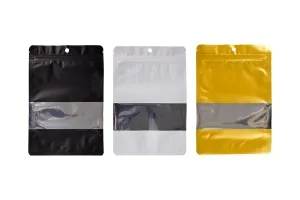 Σακουλάκια αλουμινίου τύπου Doy Pack 150x40x220 mm με κλείσιμο "zip", παράθυρο και δυνατότητα σφράγισης με θερμοκόλληση - 100 τμχ-3