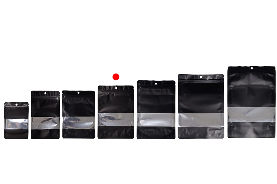 Σακουλάκια αλουμινίου τύπου Doy Pack 150x40x220 mm με κλείσιμο "zip", παράθυρο και δυνατότητα σφράγισης με θερμοκόλληση - 100 τμχ