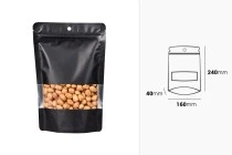 Σακουλάκια αλουμινίου τύπου Doy Pack 160x40x240 mm με κλείσιμο "zip", παράθυρο και δυνατότητα σφράγισης με θερμοκόλληση - 100 τμχ