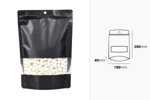 Σακουλάκια αλουμινίου τύπου Doy Pack 180x40x260 mm με κλείσιμο "zip", παράθυρο και δυνατότητα σφράγισης με θερμοκόλληση - 100 τμχ-2