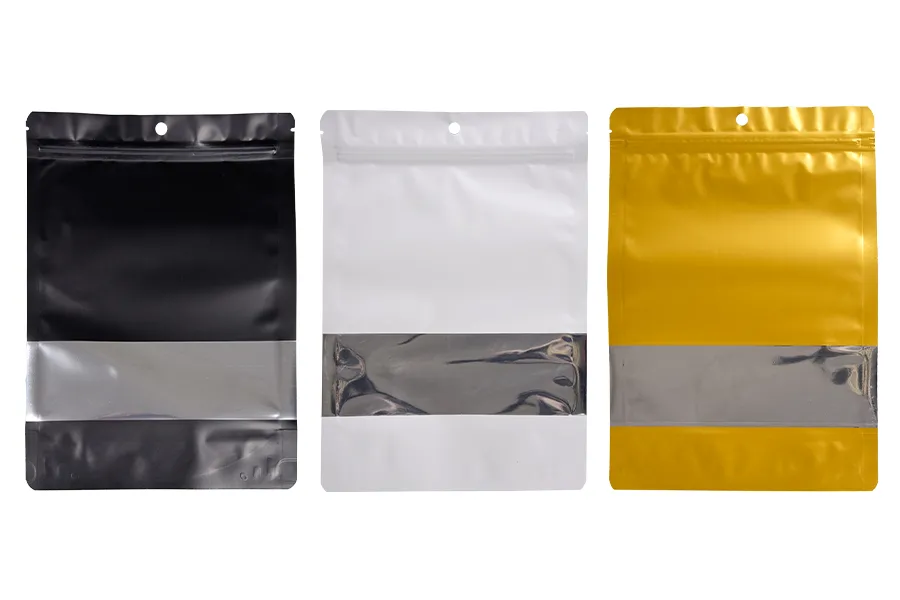 Σακουλάκια αλουμινίου τύπου Doy Pack 180x40x260 mm με κλείσιμο "zip", παράθυρο και δυνατότητα σφράγισης με θερμοκόλληση - 100 τμχ Σακουλάκια αλουμινίου τύπου Doy Pack 180x40x260 mm με κλείσιμο "zip", παράθυρο και δυνατότητα σφράγισης με θερμοκόλληση - 100 τμχ