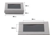 Κουτάκι για δώρο 80x50x26 χάρτινο, ασημί με παράθυρο και αφρώδες παρέμβυσμα - 24 τμχ